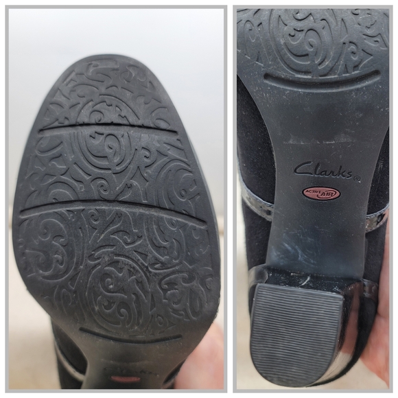 Clarks Artisan Diamond Shine Mary Jane Pumps Black Suede Patent 10" Footbed - Picture 10 of 15